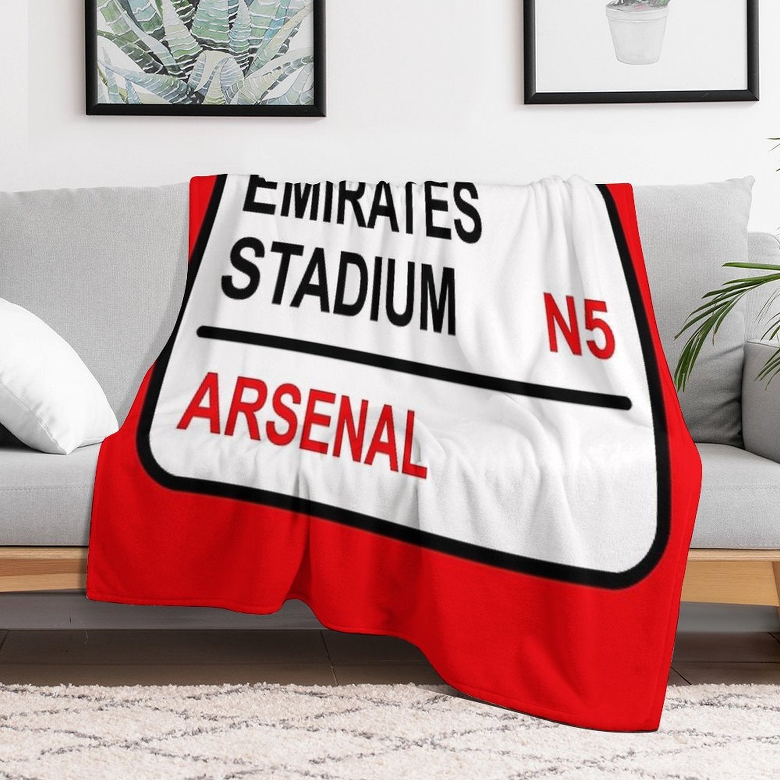Emirates Stadium Football Sign Wrinkle-free Throw Blanket