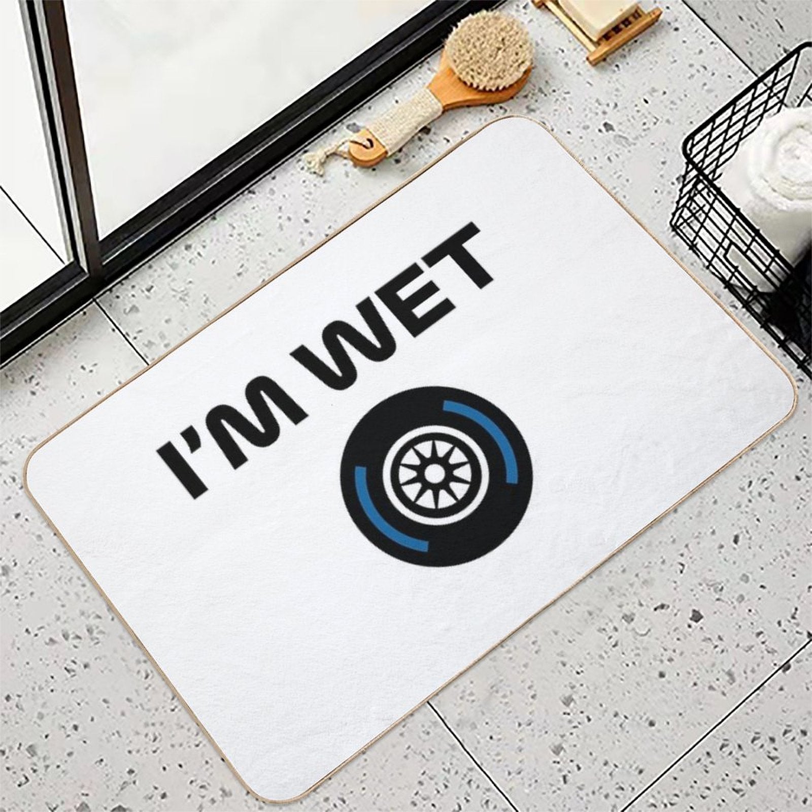 Funny Design I'm Wet (Wet Tyre Design - Black)  Versatile Bath Mat