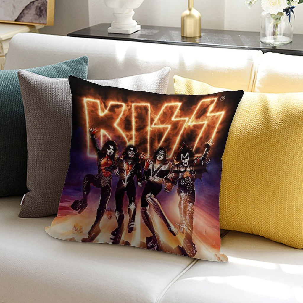 KISS ® The Band - Destroyer Fire Logo Soft Ultra-Soft Texture Throw Pillow