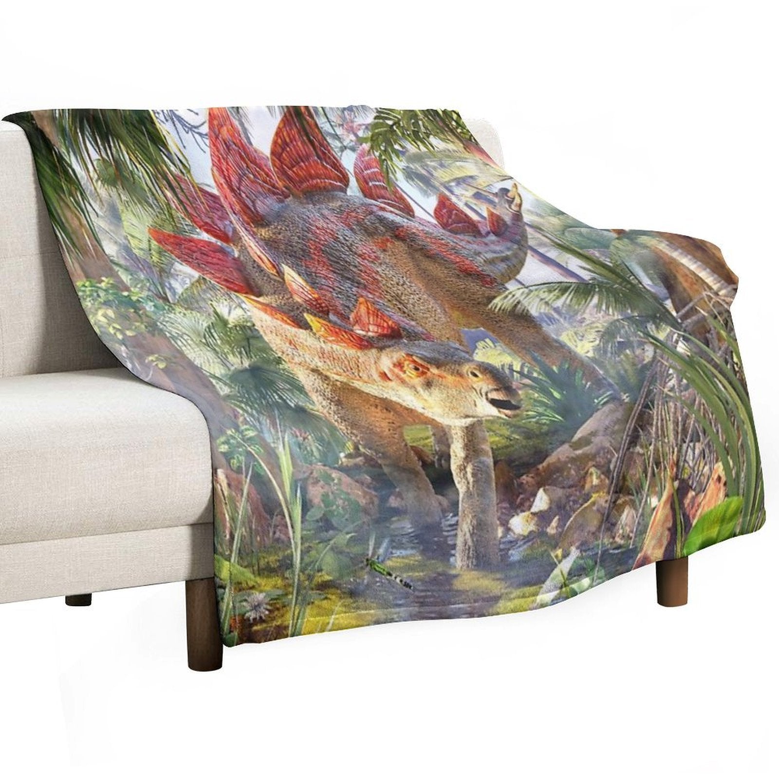 Stegosaurus Swamp Wrinkle-free Throw Blanket