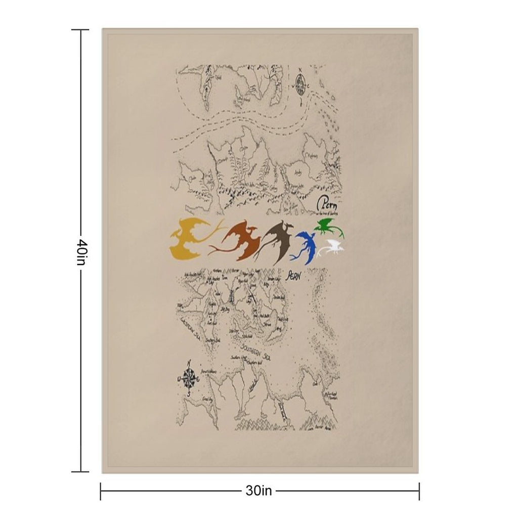Dragonriders of Pern Maps (Beige Background) Velvety-soft Throw Blanket