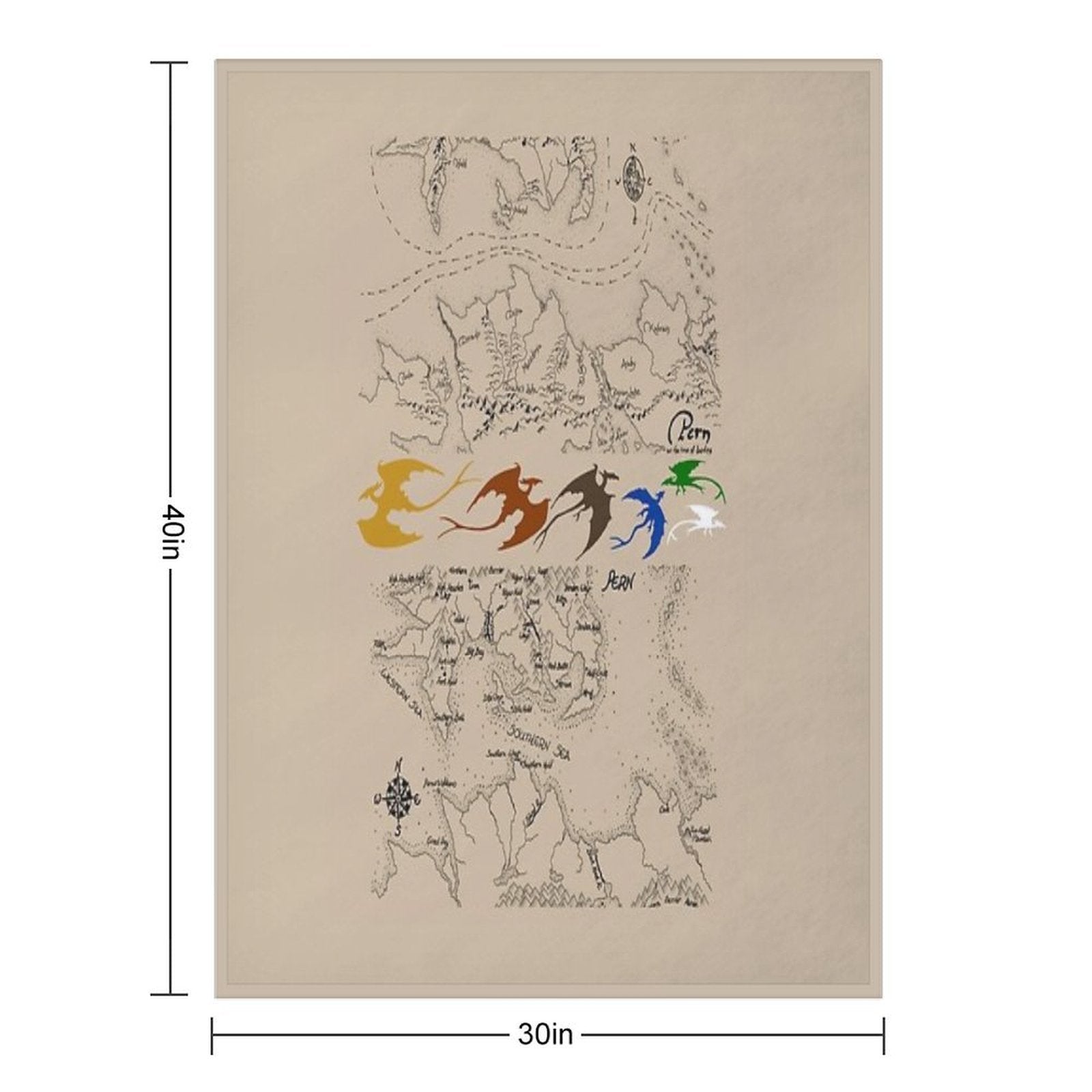 Dragonriders of Pern Maps (Beige Background) Velvety-soft Throw Blanket