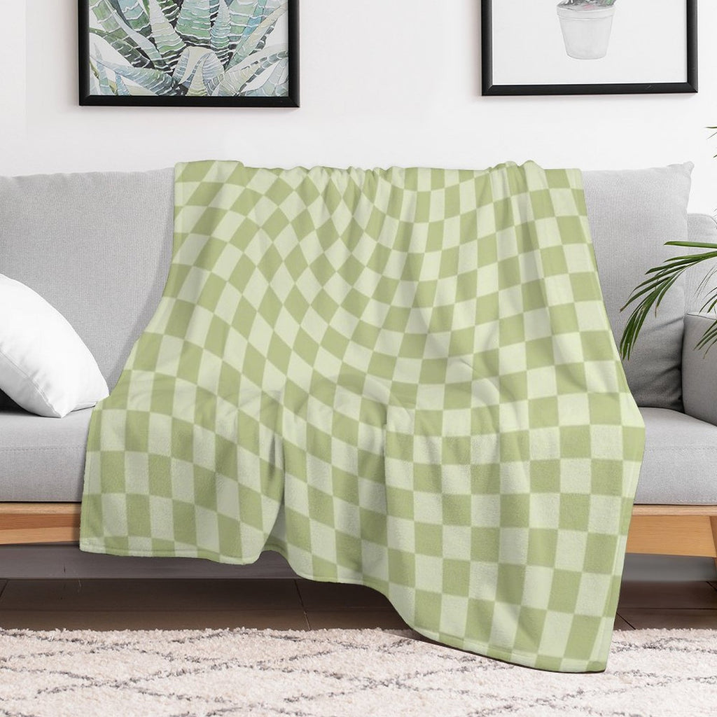 Trippy Swirl  Green Easy Care Throw Blanket
