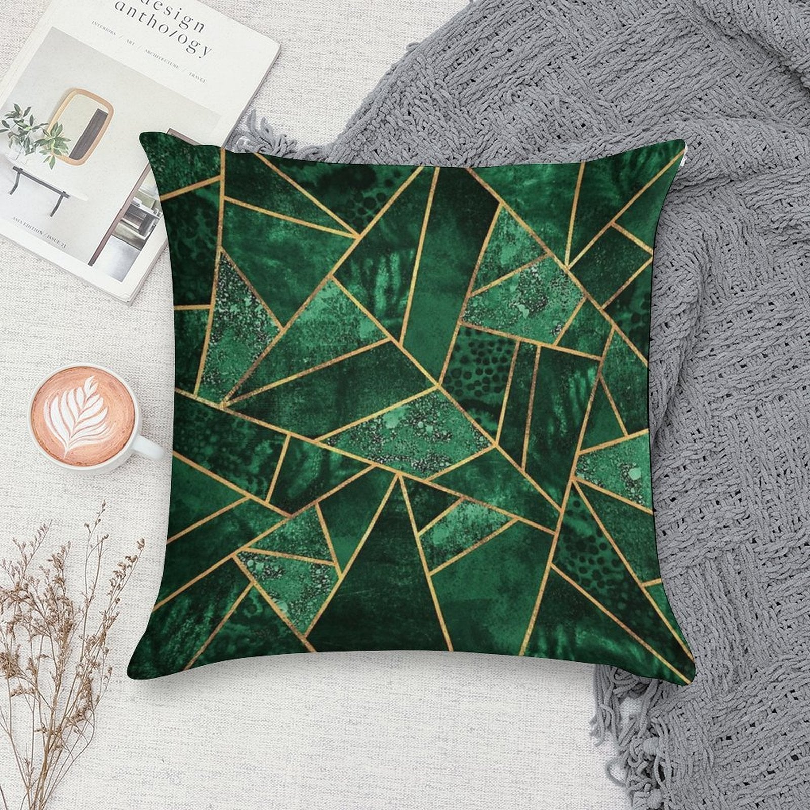 Deep Emerald Soft Fade-Resistant Throw Pillow