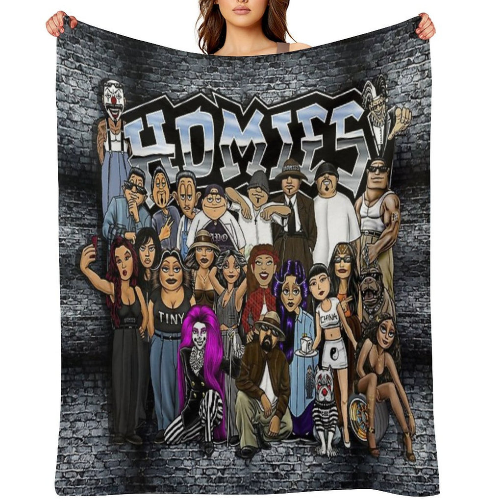 Lil Homies 90s Chicana Easy Care Throw Blanket