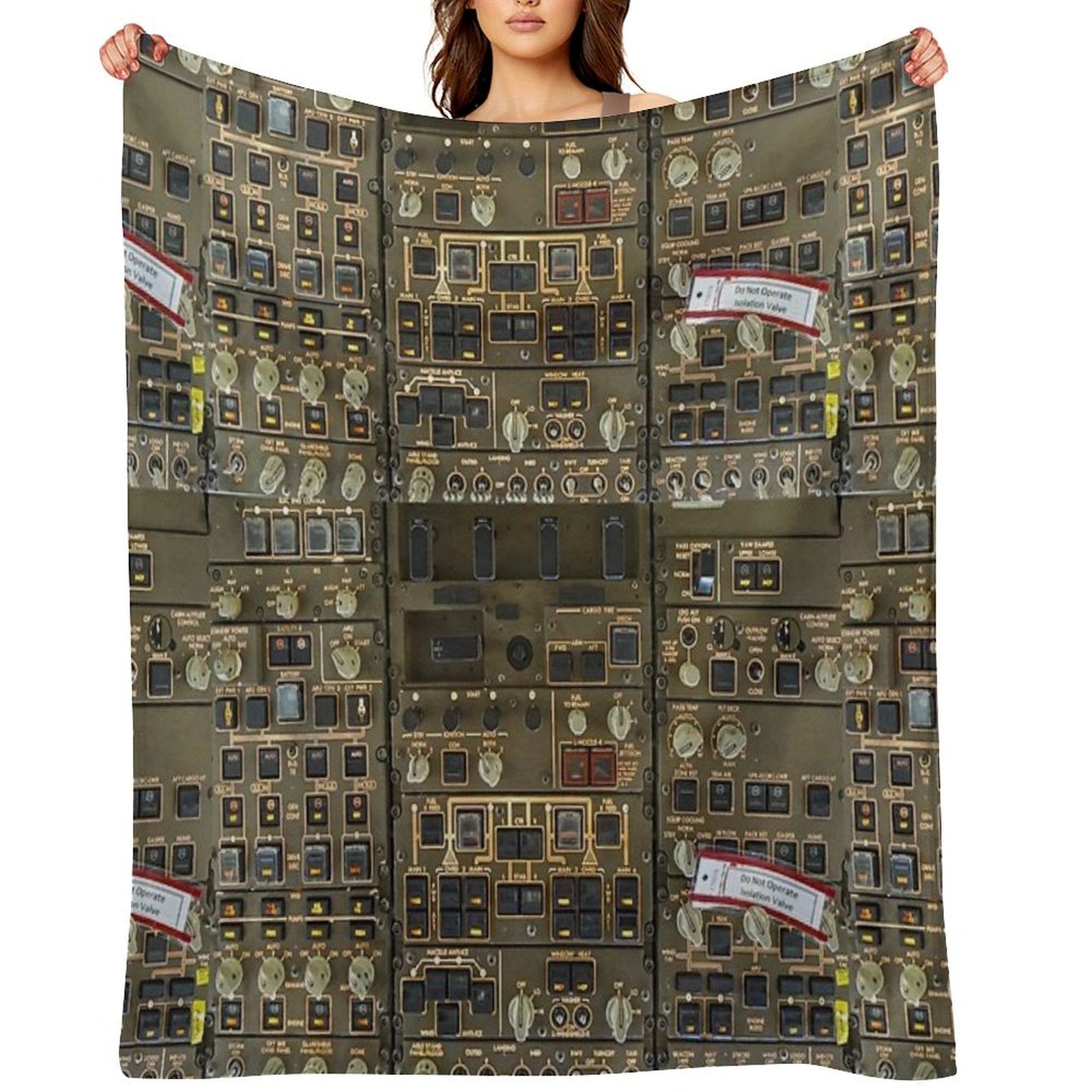 Boeing 747 Overhead Panel Cockpit Premium Throw Blanket