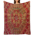 Bohemian Medallion VII  15th Century Old Distressed Red Green Coloful Ornate Accent Rug Pattern Wrinkle-free Throw Blanket