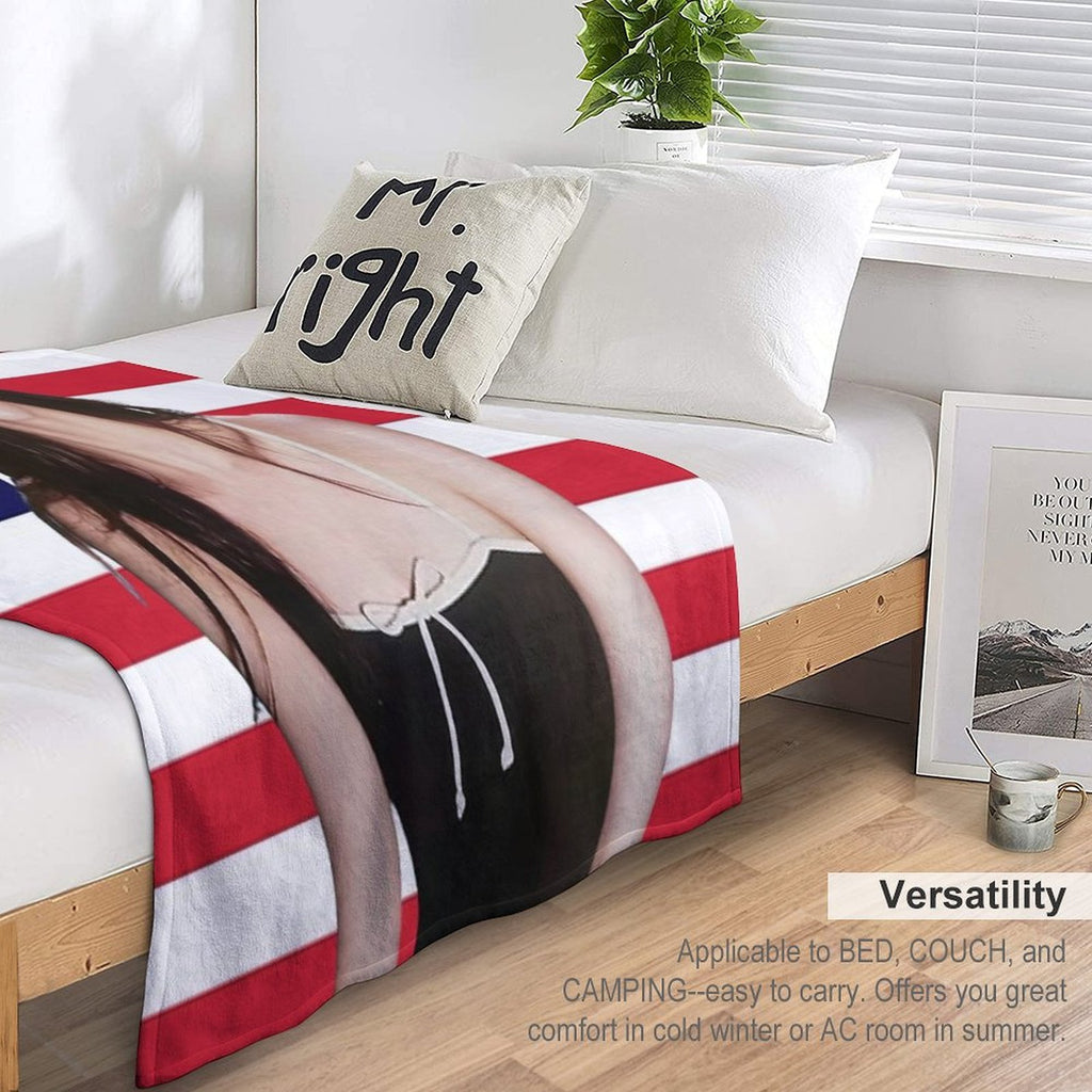 Kpop Sana Twice USA Flag Funny Kpop Easy Care Throw Blanket