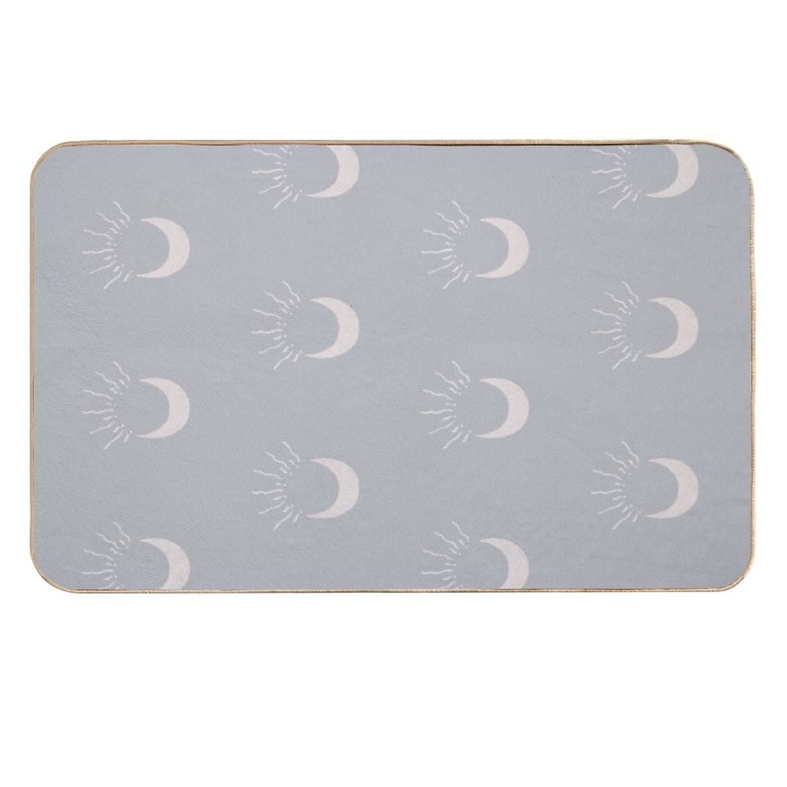 Cute Sun And Moon Design Boho Aesthetic In Muted Colors Stone Blue  Odorless Bath Mat