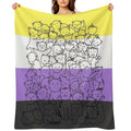 Nonbinary Enby Cat Pride Flag Plush Throw Blanket