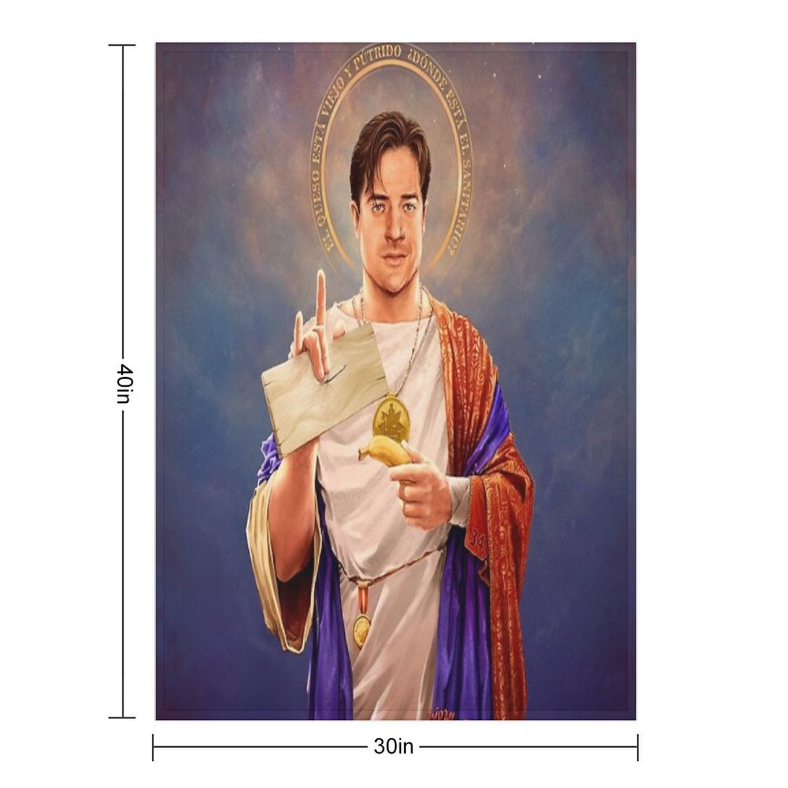 Saint Brendan of Fraser, Brendan Fraser Original Religious Painting Premium Throw Blanket