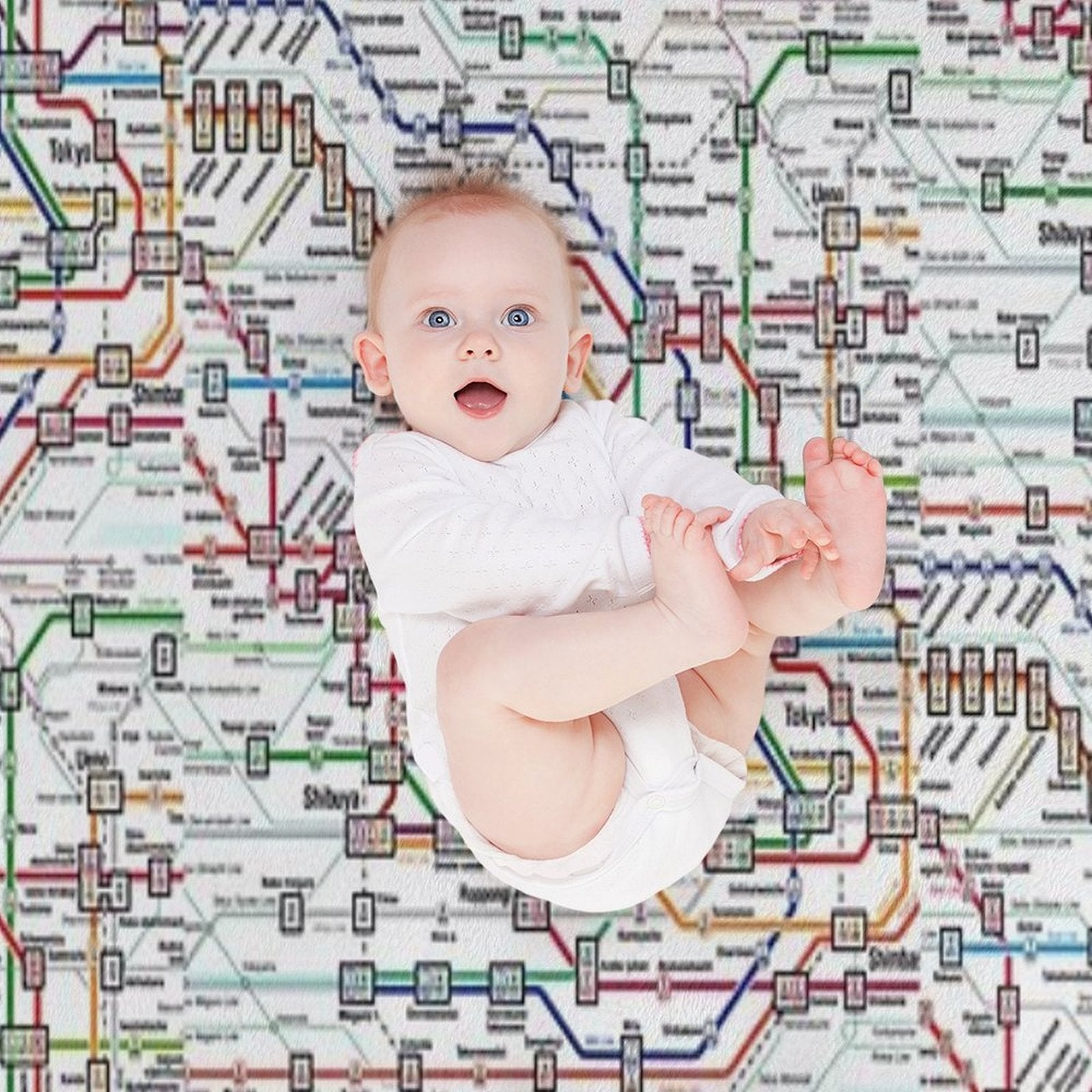 Tokyo Subway Map Clock Compact Throw Blanket
