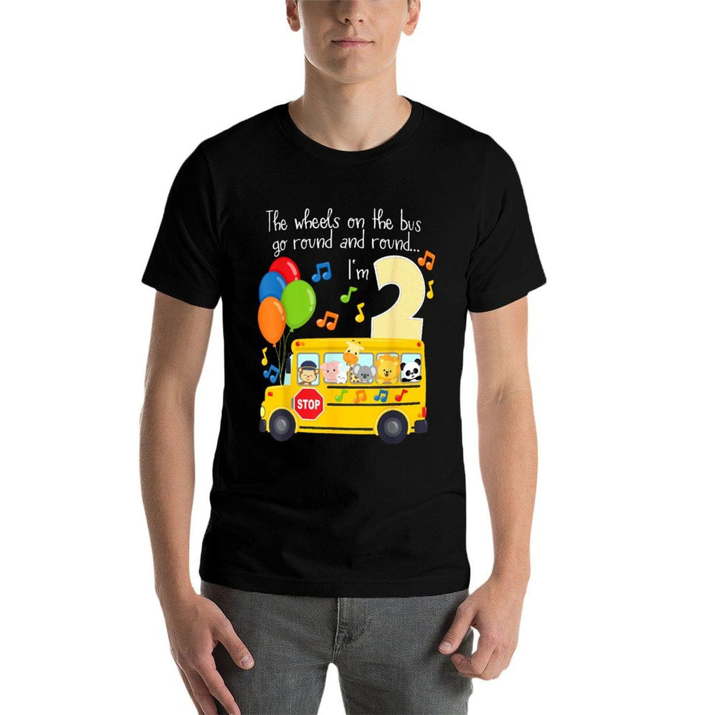 The Wheels On The Bus 2nd Birthday 2 Yrs Old Family Matching  Easy-care T-Shirt
