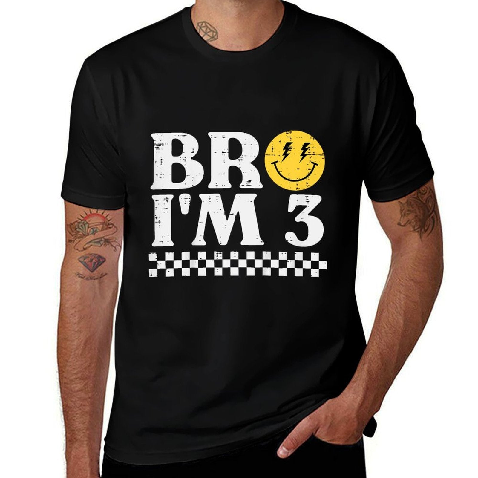 3rd Birthday Bro Im 3 Smile Retro Groovy Boys Girls Kids  Lightweight T-Shirt
