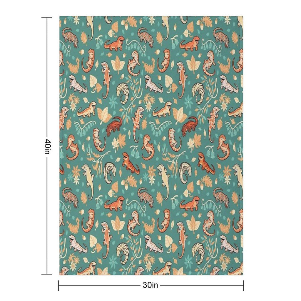 Autumn Geckos in Green Durable Throw Blanket
