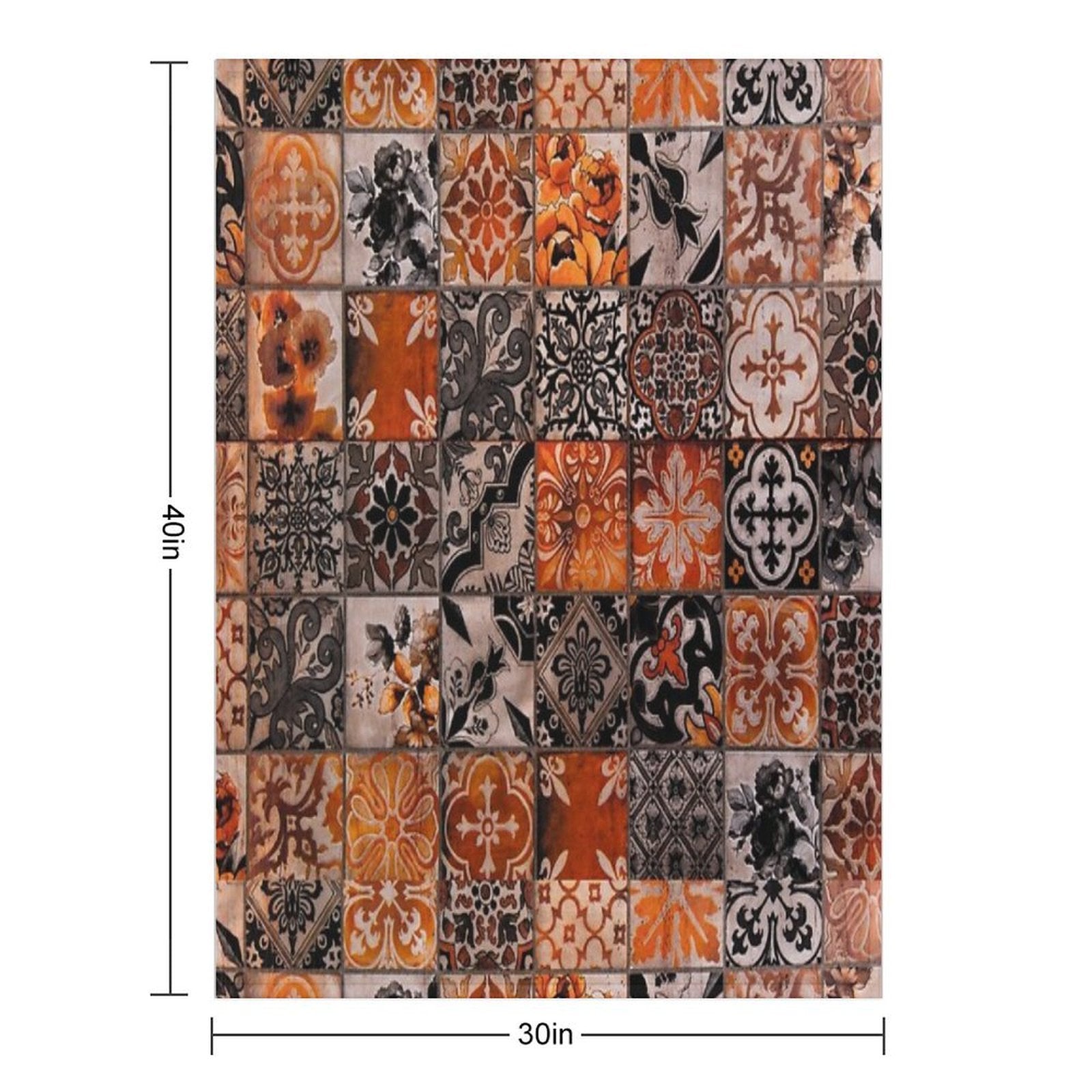 Orange Tiles Plush Throw Blanket