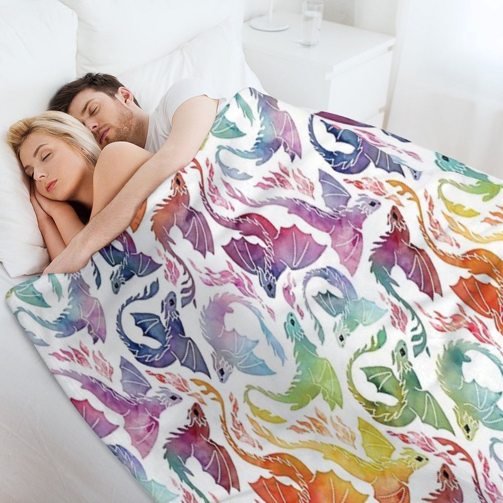Dragon Fire Rainbow Anti-pilling Throw Blanket