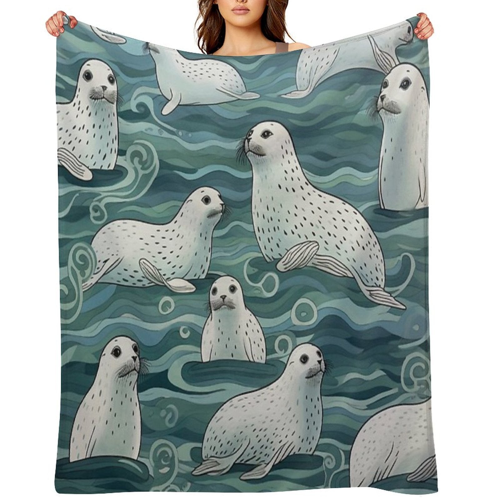 Harbor Seals Wrinkle-free Throw Blanket