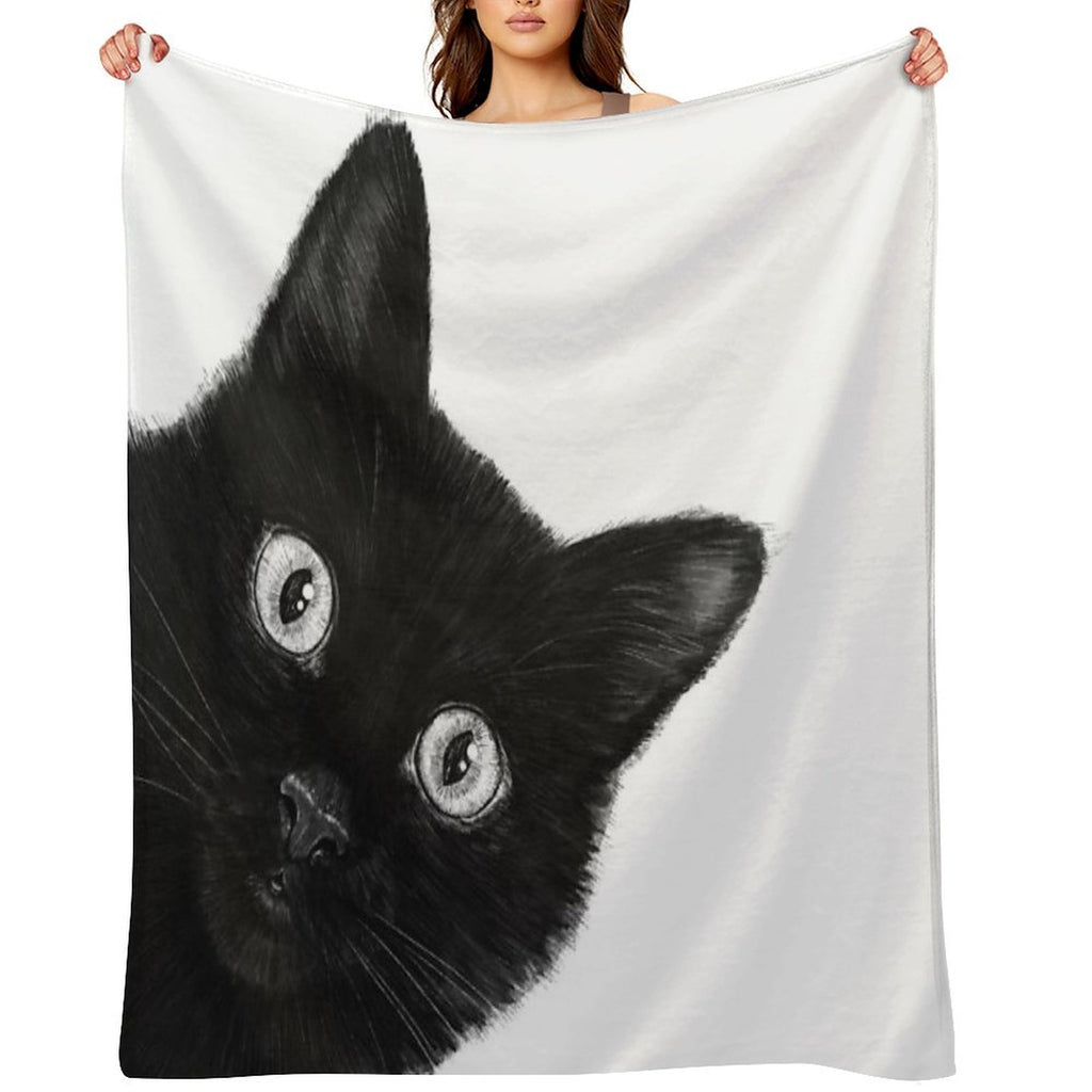 Black Cat Wrinkle-free Throw Blanket