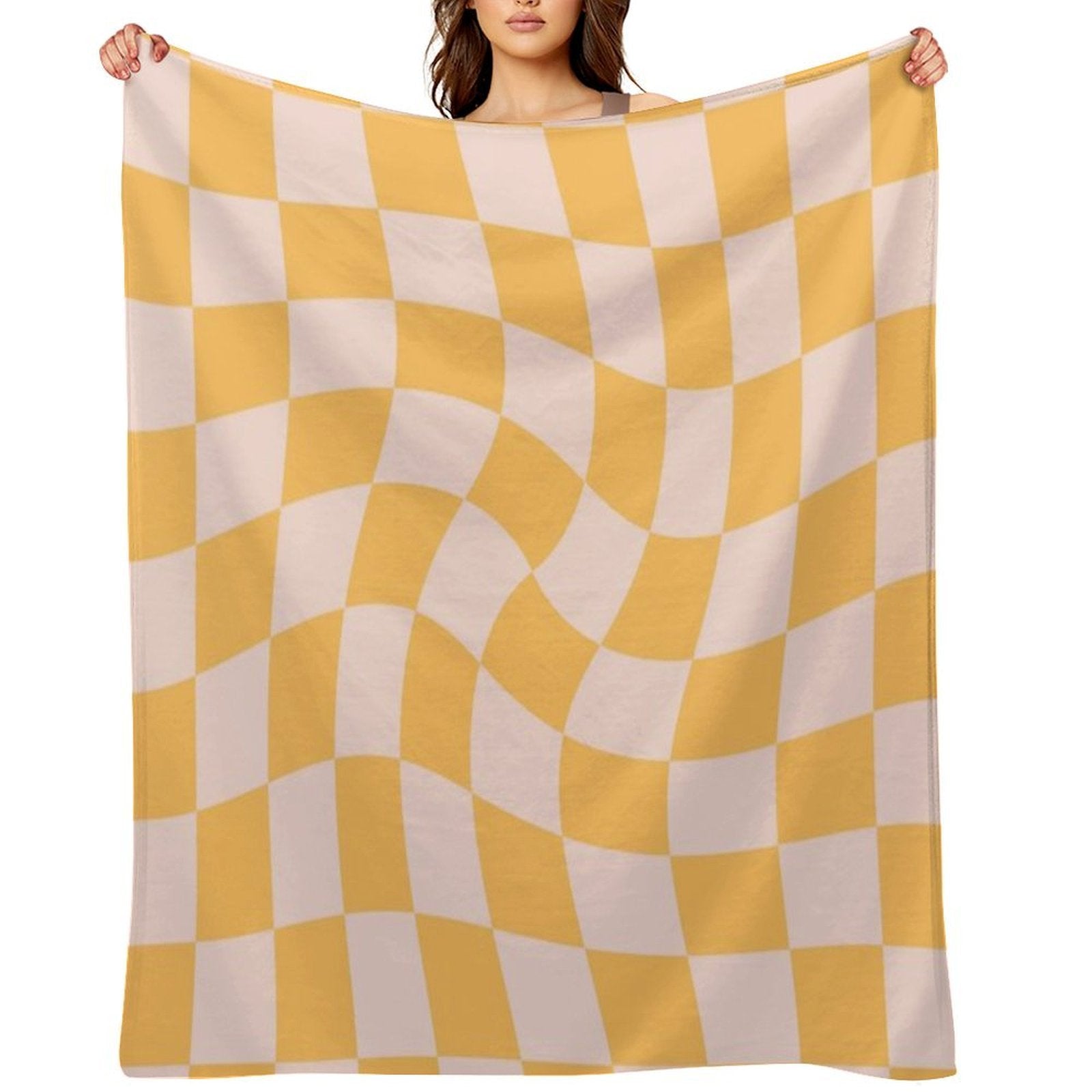 Check I - Yellow Twist Gift-ready Throw Blanket