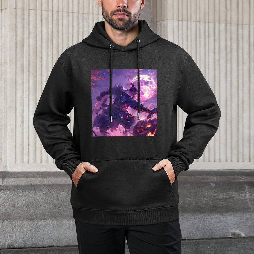 Samurai's Twilight Quest on Halloween's Dark Edge Raglan Baseball Colorfast Hoodie