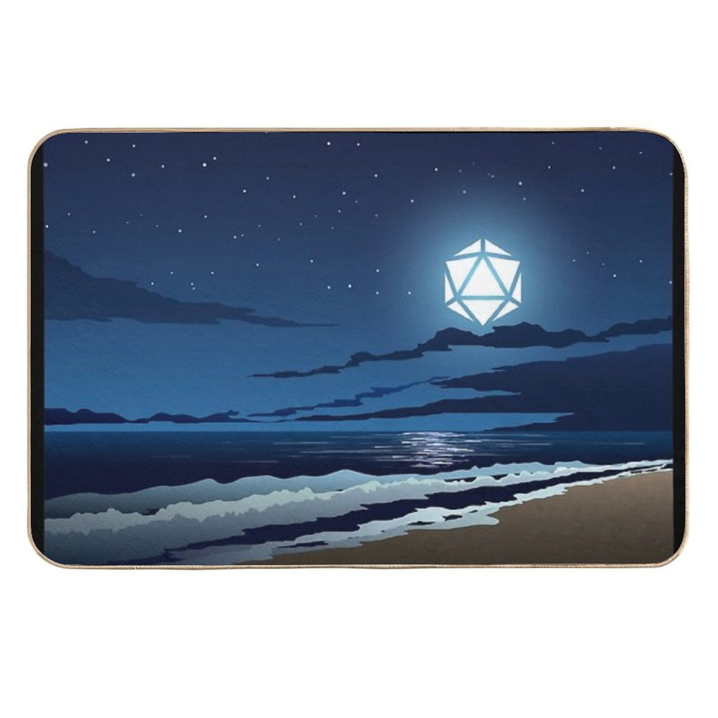 Beach Full Moon D20 Dice RPG Night Roleplaying Landscapes  Easy Maintenance Bath Mat