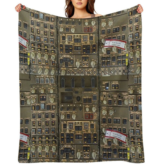 Boeing 747 Overhead Panel Cockpit Premium Throw Blanket