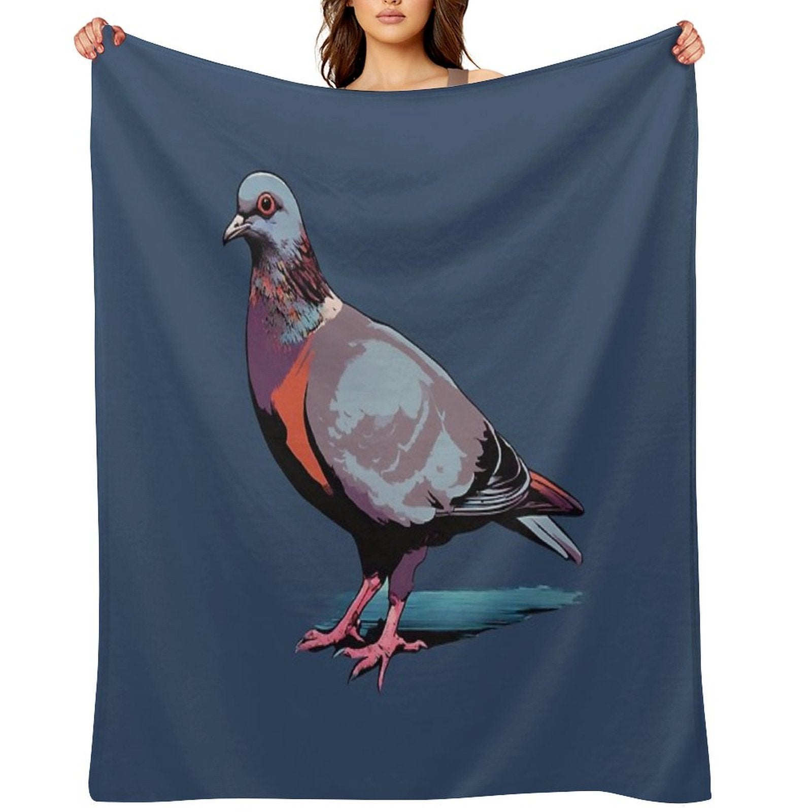 Navy Pigeon Pop-art Illustration Velvety-soft Throw Blanket