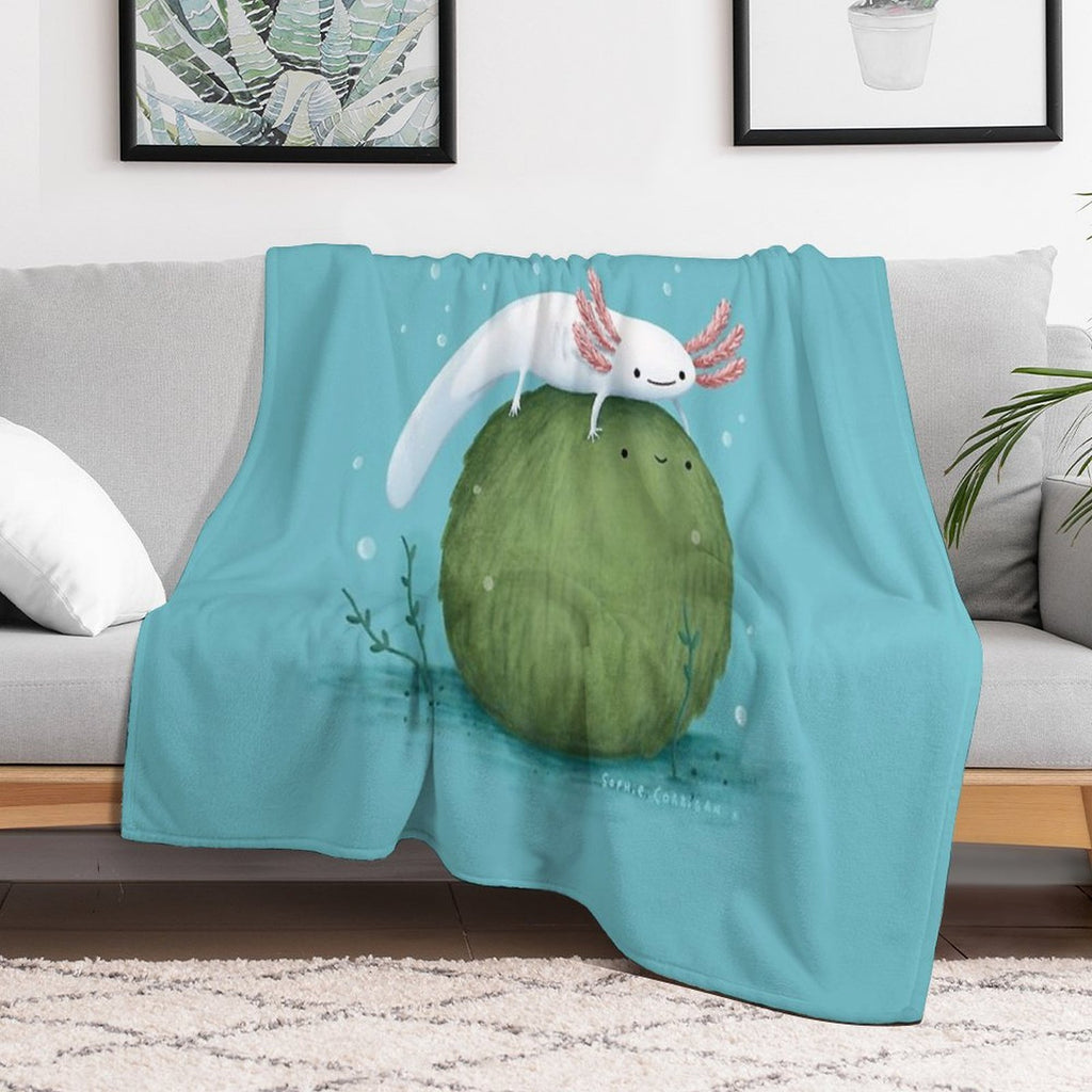 Axolotl on A Mossball Velvety-soft Throw Blanket