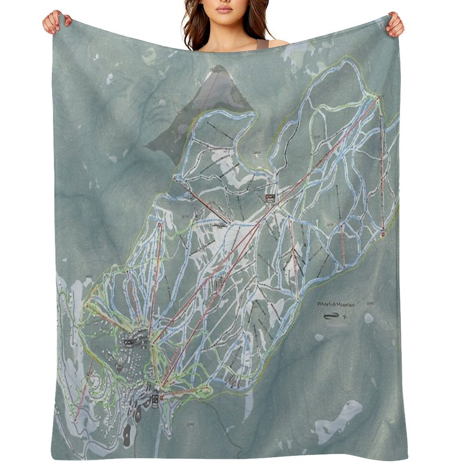 Whitefish Mountain Resort Trail Map Travel-friendly Throw Blanket