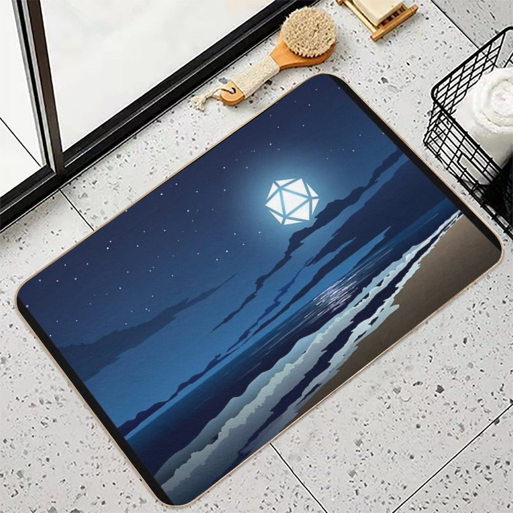 Beach Full Moon D20 Dice RPG Night Roleplaying Landscapes  Easy Maintenance Bath Mat