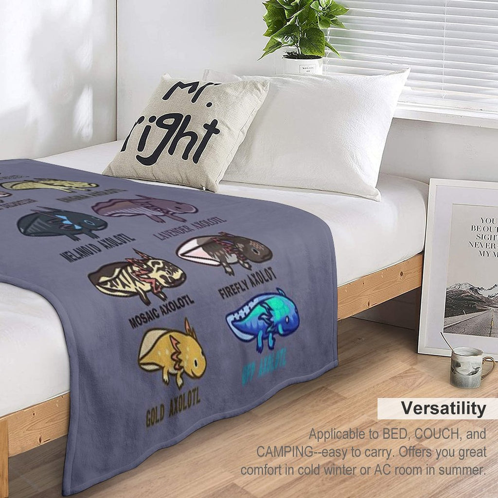 Axolotl Morphs And Colors Lightweight Throw Blanket