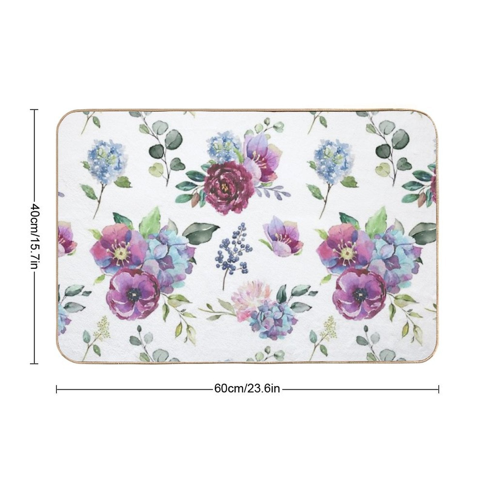Blue Floral Print  Absorbent Bath Mat
