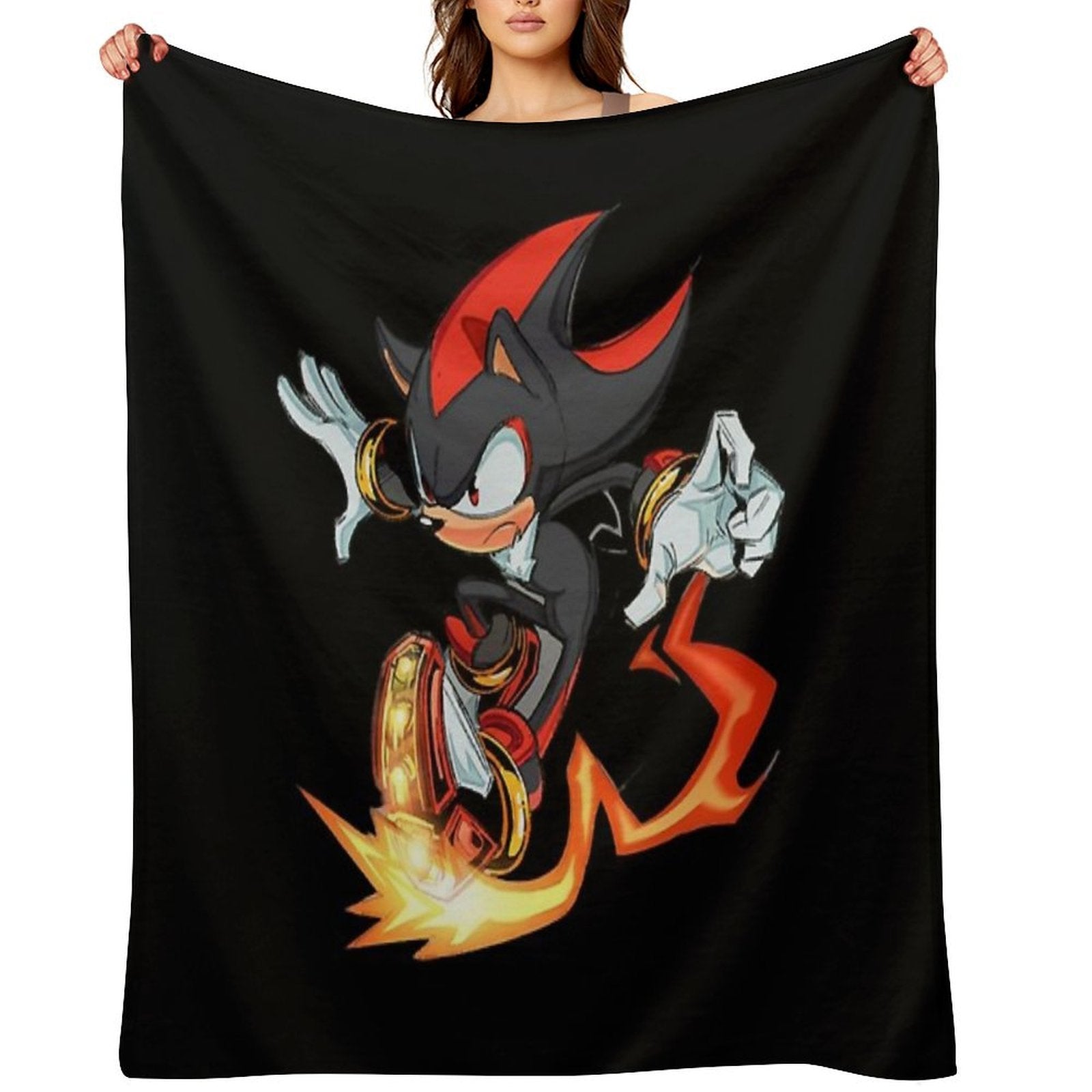 Shadow The Hedgehog Fire Velvety-soft Throw Blanket