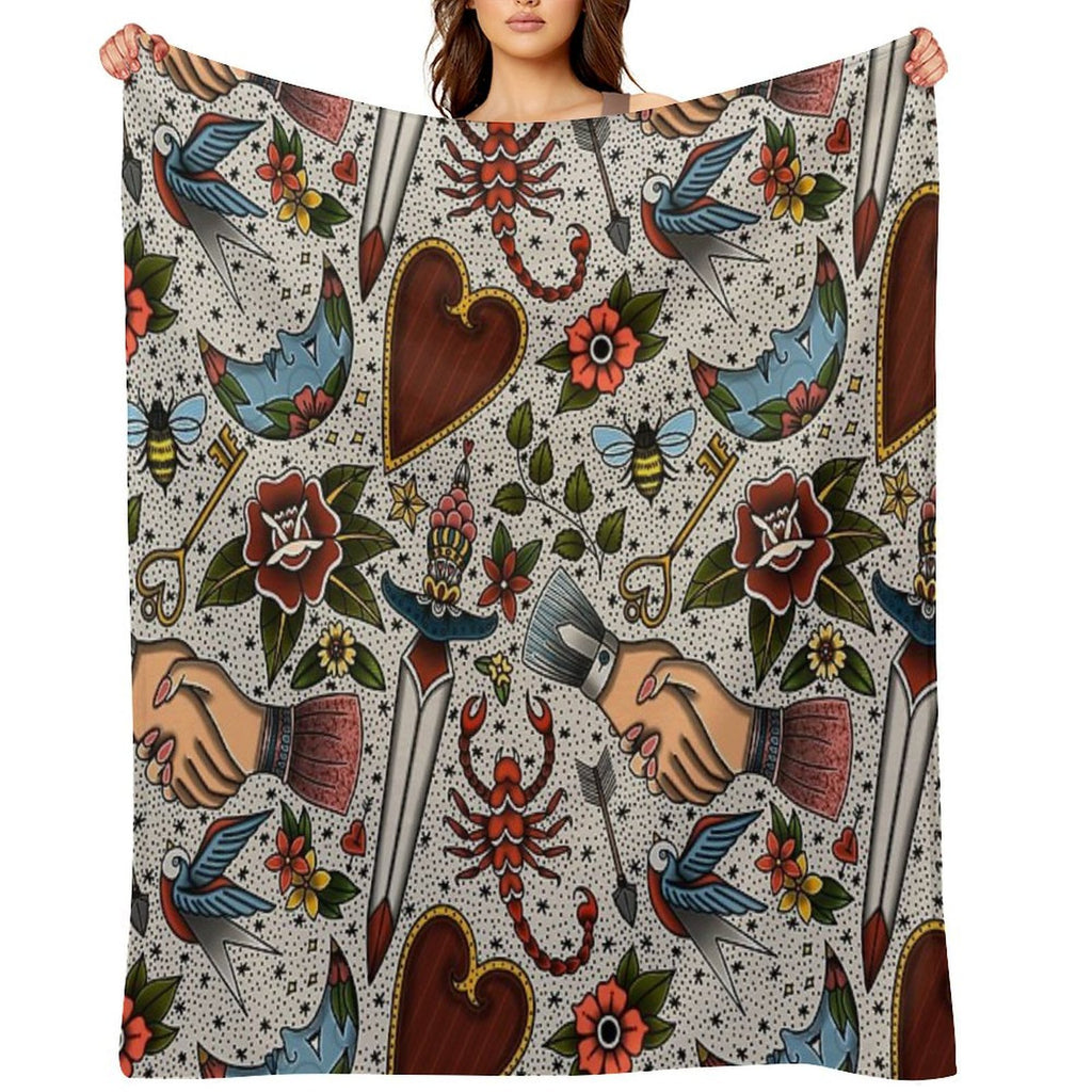 American Traditional Flash Pattern Anti-pilling Throw Blanket