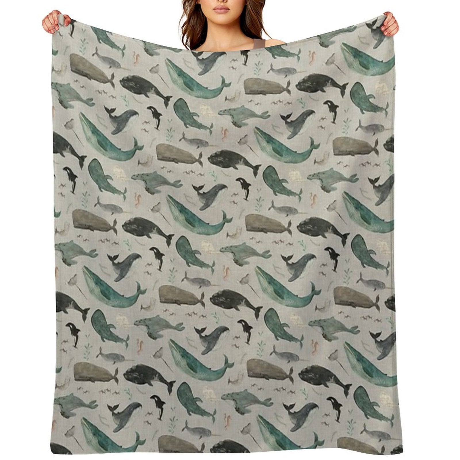 Whale Song Gray All-season Throw Blanket