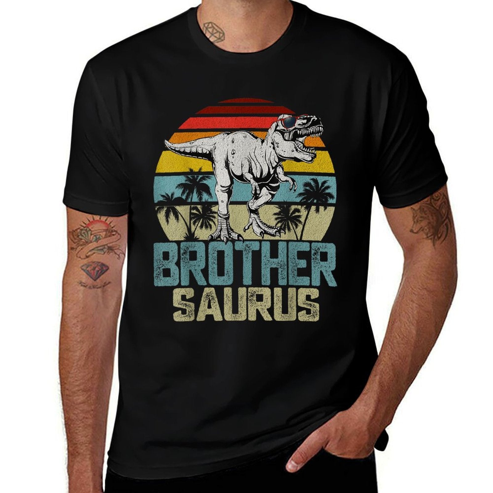 Brothersaurus T Rex Dinosaur Brother Saurus Family Matching  Wrinkle-resistant T-Shirt
