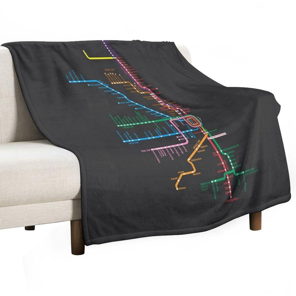 Chicago Trains Map All-season Throw Blanket