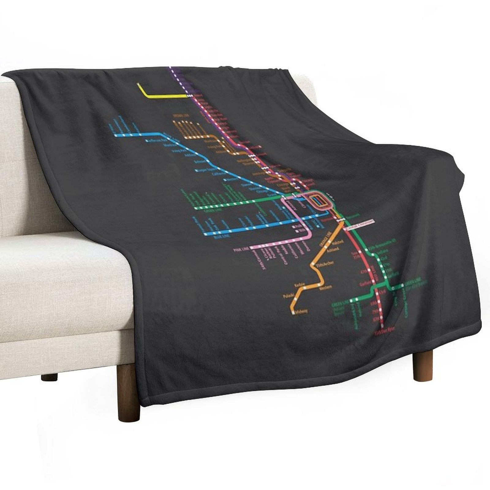 Chicago Trains Map All-season Throw Blanket