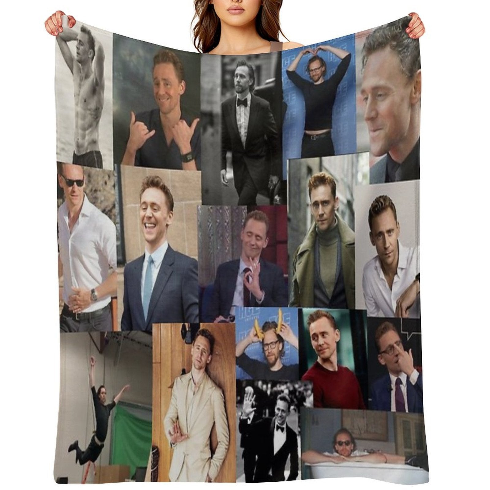 Tom Hiddleston Collage Shrink-resistant Throw Blanket