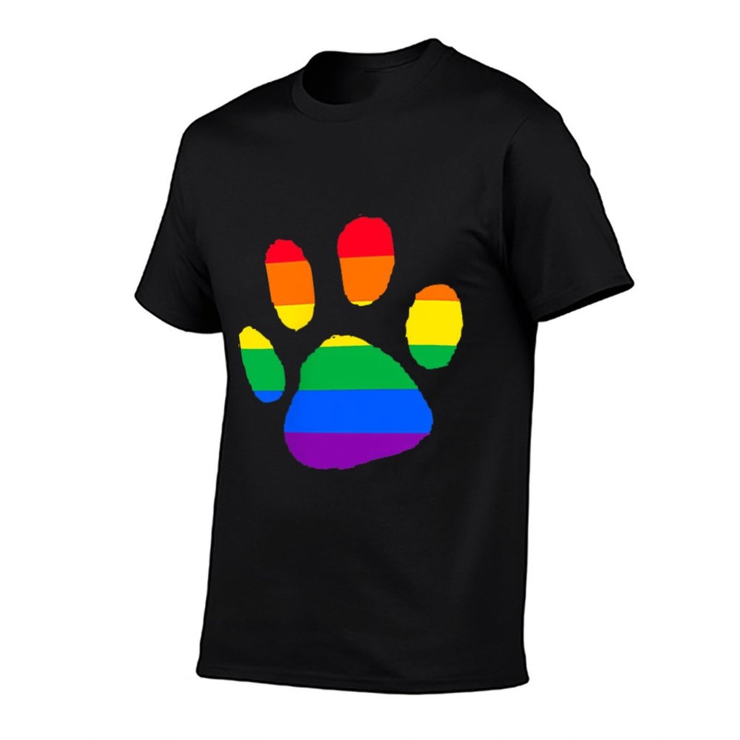 Dog Paw Rainbow Pocket LGBT Gay Pride Month Lesbian Puppy  Cotton T-Shirt