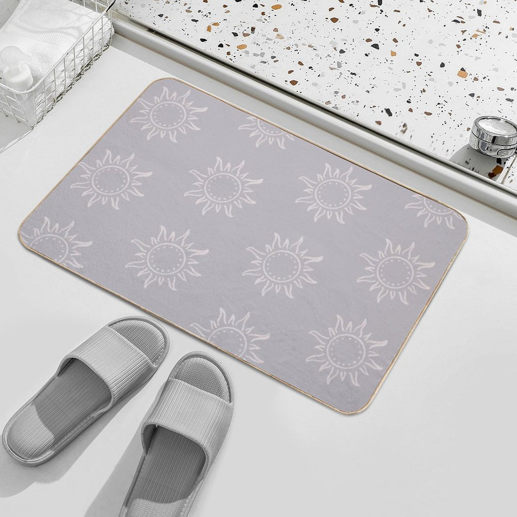 Cute Boho Sun Pattern Bohemian Aesthetic In Muted Colors Blue Gray  Non-Slip Bath Mat