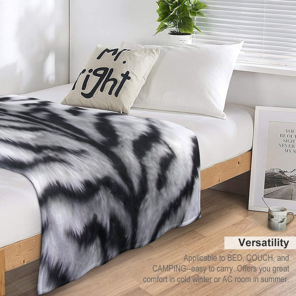 White Tiger Print Animal Skin Fur Pattern Shrink-resistant Throw Blanket