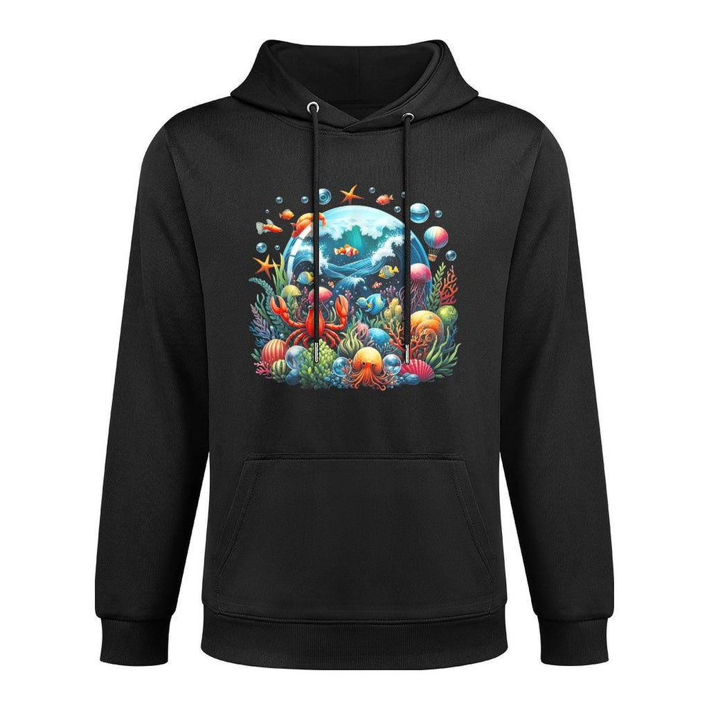 Ocean Scene Watercolor Sea Life Outer Nature Machine Washable Hoodie