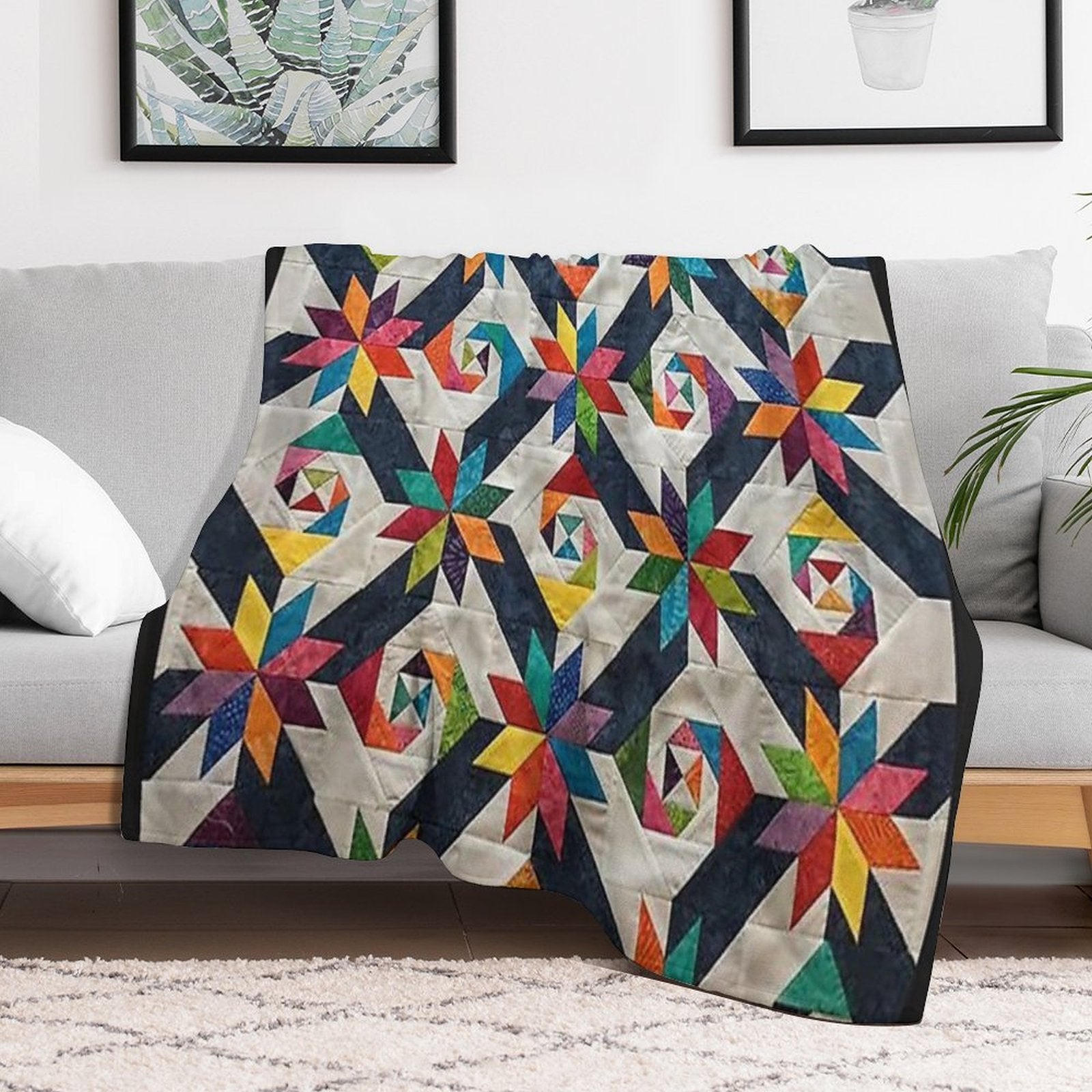 Quilt,patchwork Quilt,quilt Pattern,pennsylvannia Dutch Quilt,lancaster Pa,star Quilt,farmhouse Style Premium Throw Blanket
