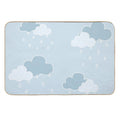 Clouds with Rain Drop Blue Background  Easy To Clean Bath Mat