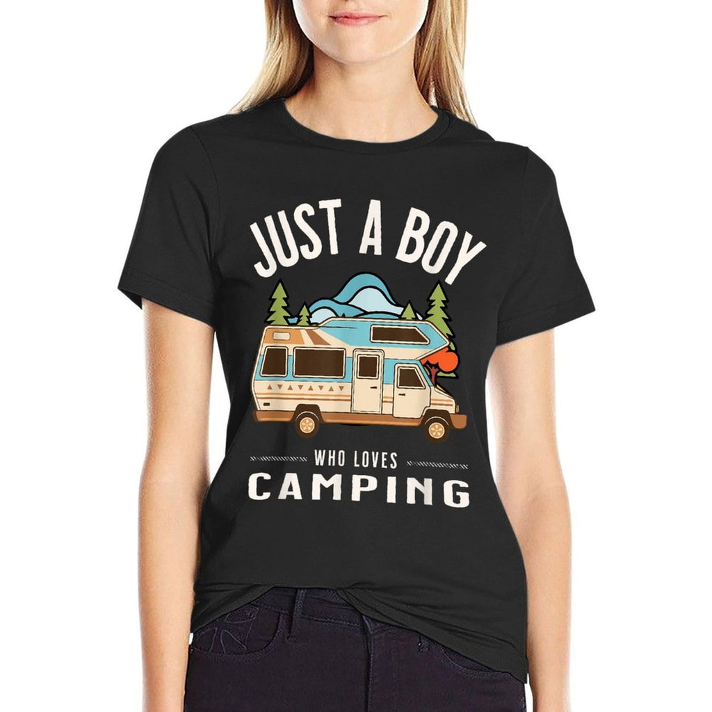 Just A Boy Who Loves Camping - Colorful Camper Van  Classic T-Shirt