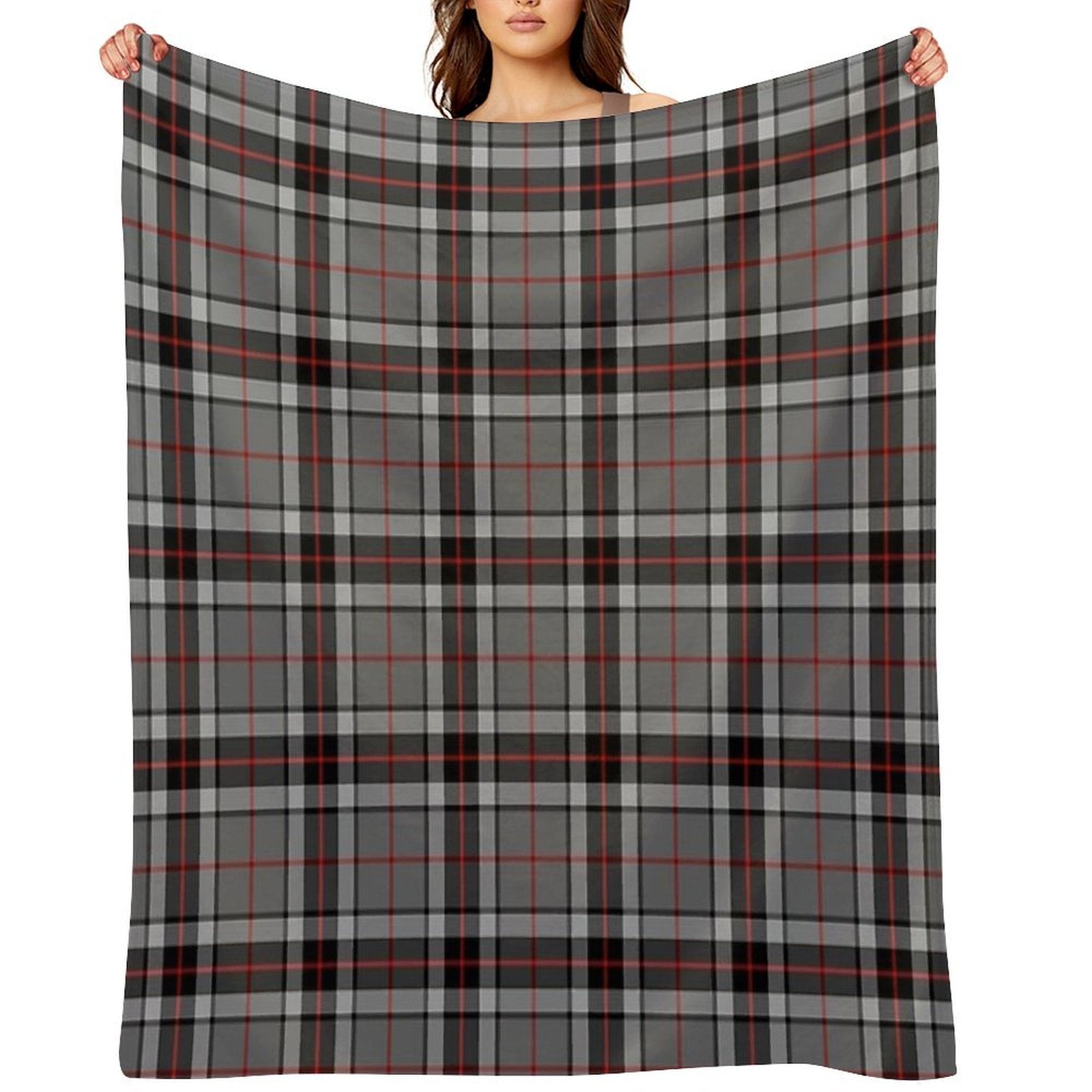 Thompson Grey Tartan  Clan Thomson  Cute Tartan Plush Throw Blanket