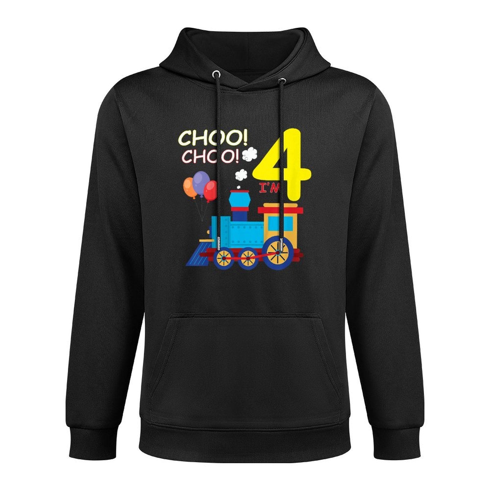 Kids I'm 4th Birthday Train Boys Girls 4 Years Old Four Durable Construction Hoodie