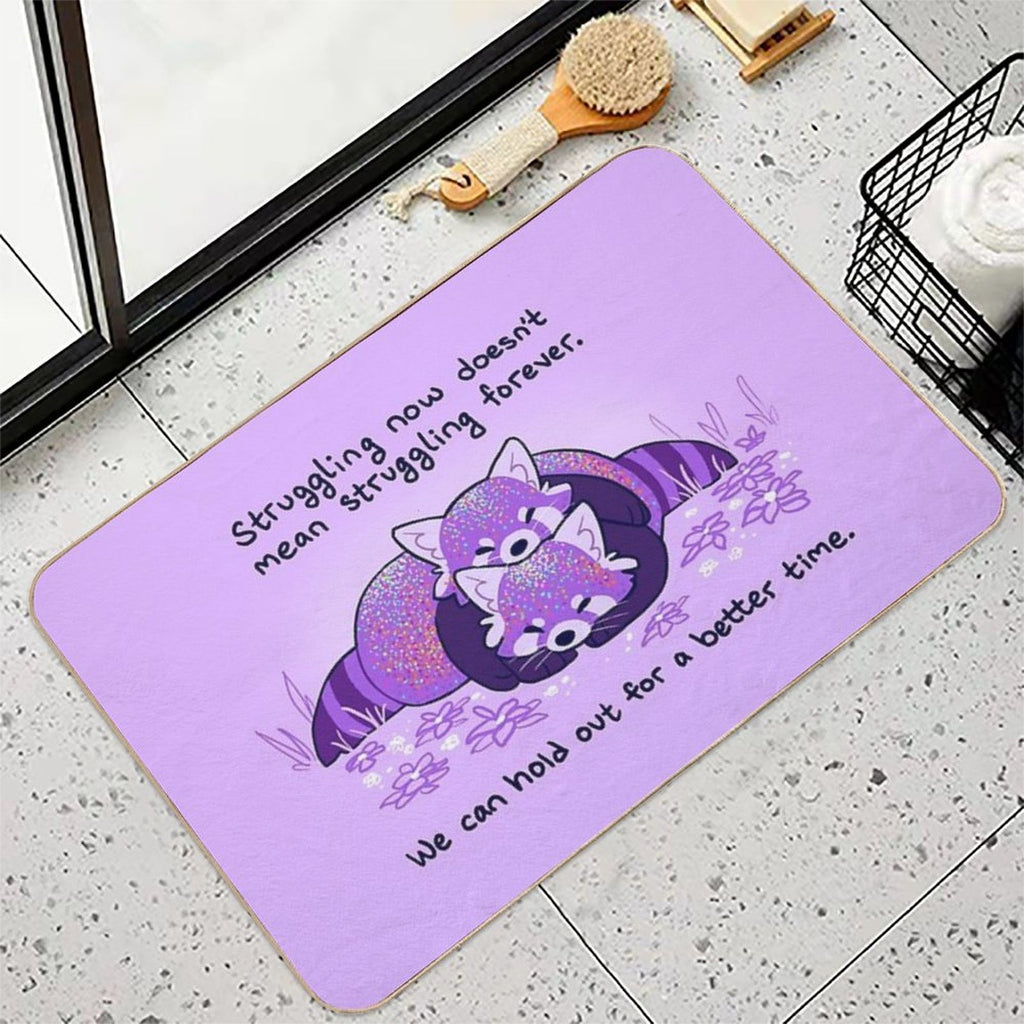 Struggling Now Doesn't Mean Struggling Forever Cuddling Purple Red Pandas  Stain-Proof Bath Mat